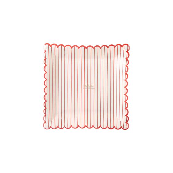 Red Striped Scalloped Plate - Hank & Sylvie's 