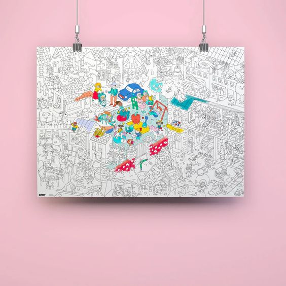 Giant Coloring Poster - Kids Life - Omy