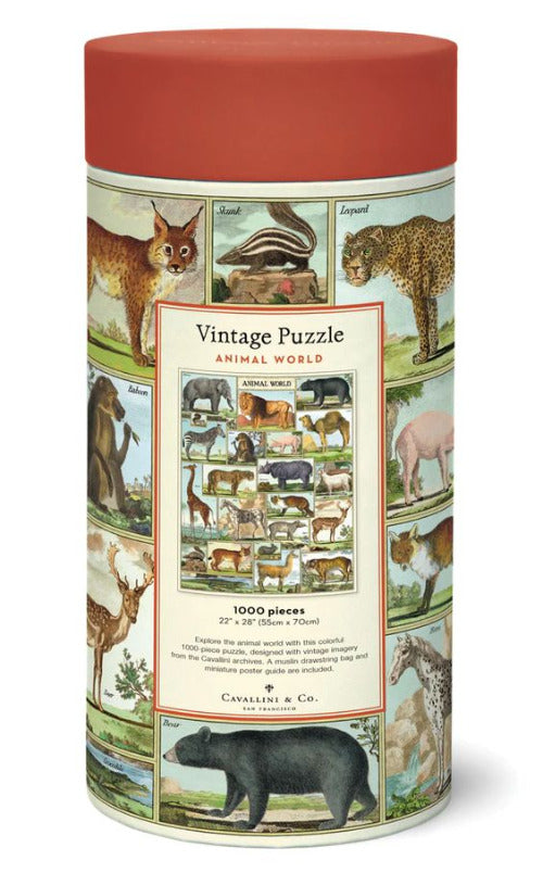 Animal World Vintage 1000 Piece Puzzle - Cavallini & Co.