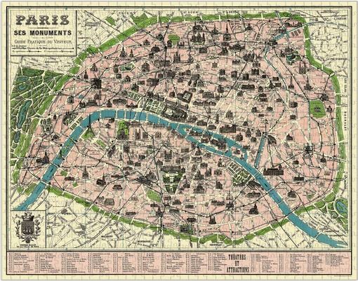 Map of Paris Vintage 1000 Piece Puzzle - Cavallini & Co. 