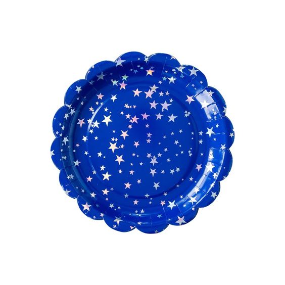 Red/Blue Sparklers Scallop Plate Set - Hank & Sylvie's