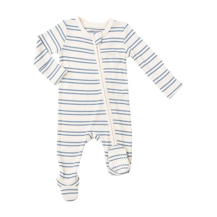 Anchor Rib Stripe Rib Zipper Footie - Angel Dear - Hank & Sylvie's