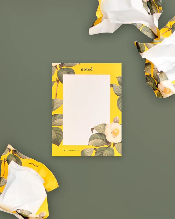 Camellia Floral Yellow Notepad