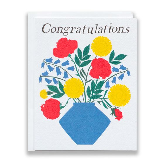 Vase & Bouquet Congratulations Card