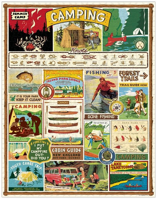 Camping Vintage 1000 Piece Puzzle - Cavallini & Co.