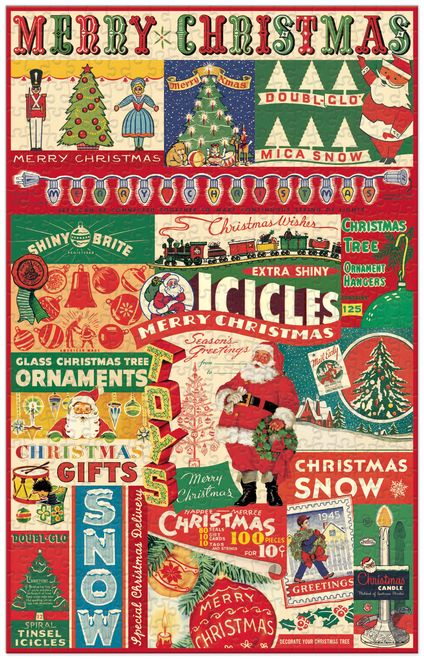 Vintage Christmas 500 Piece Holiday Puzzle - Cavallini Papers & Co.