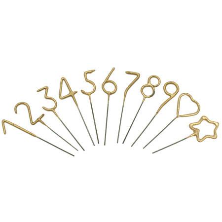 Big Golden Sparkler Wand Numbers 8"