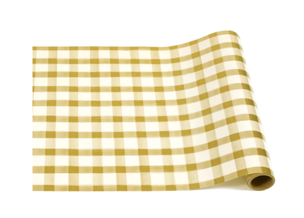 Gold Painted Check Table Runner 