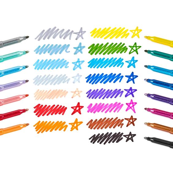 Rainbow Sparkle Glitter Markers Set of 15