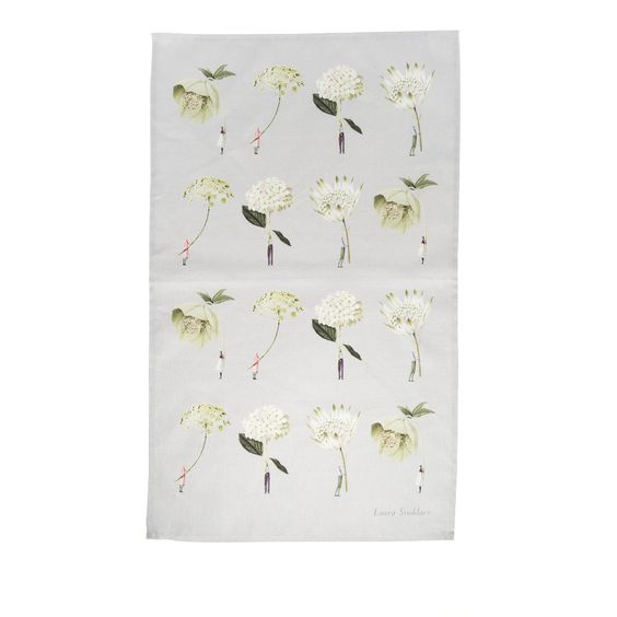 In Bloom Green Flowers Tea Towel